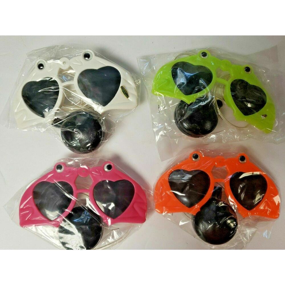 4 Vintage Dime Store Plastic Squirting Trick And Gags Frog Sunglasses New U147